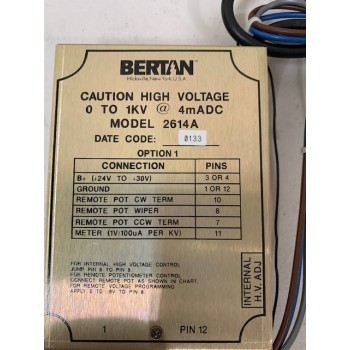 Bertan Model 2614A Caution High Voltage Power Supply